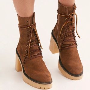 Free People Dylan Lace Up Boot in Taupe size 37